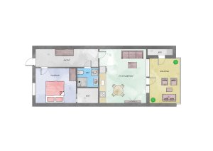 Leiligheten har et areal pÃ¥ 5.1 mÂ² + altan pÃ¥ 9.7 mÂ². I tillegg kommer egen kjellerbod pÃ¥ 5.4 mÂ². 