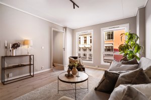 Koselig sone for avslapning eller gjester i en arealeffektiv leilighet