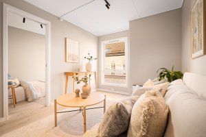 Overflatene i leiligheten er malt i 2026. Malt av Egil Knudsen AS