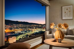 Syv vinduer i hovedetasjen er fra byggeår. Nytt isolerglass i ett kjøkkenvindu i desember 2025. 