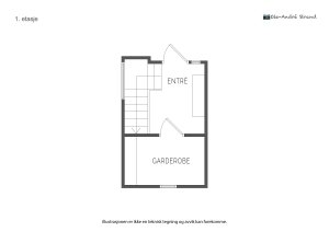 Boligens inngangsparti i 1. etg. utgjør 11 m² 