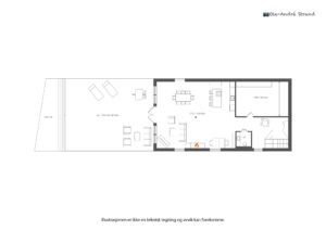 Innhold underetasje | Gang/trapperom (14,2 m²), toalettrom (3,1 m²), stue/kjøkken (72,4 m²) og kjellerrom/teknisk rom (23,9 m²). I tillegg terrasse/kaianlegg på 91 m²