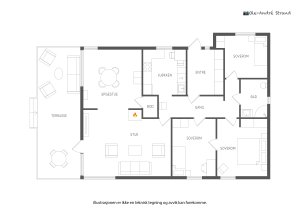 Planskisse | Leiligheten har et areal på 110 m² på ett plan med privat terrasse på 18 m² 