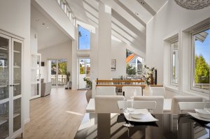 Bildet er tatt fra kjøkkenet, inn mot stuen