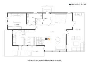 Hovedetasjen har et areal på 101 m² og takhøyde i stue/kjøkken opp til 4.7 meter | To terrasser på hhv. 30 m² og 31 m² 
