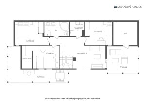 Underetasje med areal på 90 m² med utgang til hagen | Utebod på 7.7 m² 