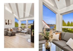 I 2022 ble det lagt nytt 1-stavs gulv i stue/kjøkken i hovedetasjen