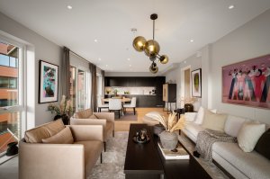 Stue og kjøkken har et samlet areal på 38.2 m²