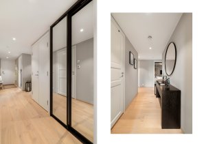 Oppgradert standard og gode garderobeløsninger | 1-stavs eikeparkett og vegger malt i varme og tidsriktige farger