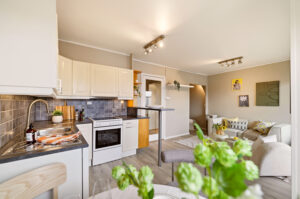 Leiligheten er på 27 m² og er maksimalt utnyttet.