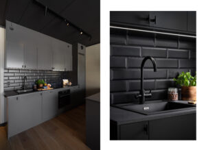 Godt med både skap- og benkeplass. 