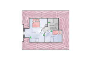 Loftsetasjen har et målbart areal på 21 m² og et samlet gulvareal på 38 m² | Det er også en egen bod på 6 m² i underetasjen