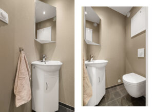 Pent wc-rom ved siden av badet 