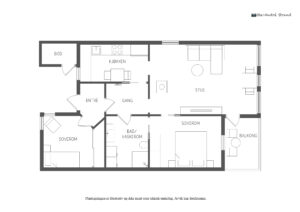 Leilighetheten går over ett plan og har et areal på 70 m² + ekstern bod på 2 m² og altan/terrasseareal på 11 m² 